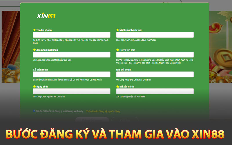 Bước đăng ký và tham gia vào Xin88